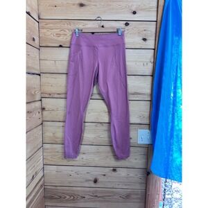 Lole Womens High Waisted Athletic Leggings Pink Side Pocket Size Medium